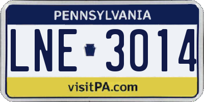 PA license plate LNE3014