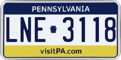 PA license plate LNE3118