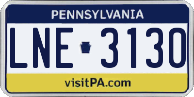 PA license plate LNE3130