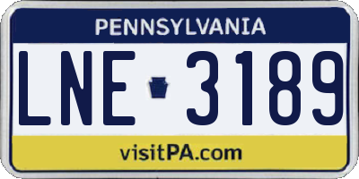 PA license plate LNE3189
