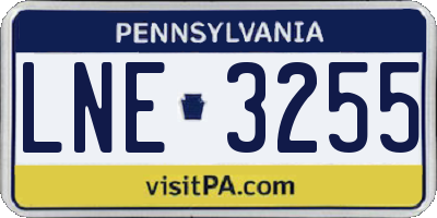 PA license plate LNE3255