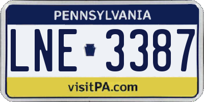 PA license plate LNE3387