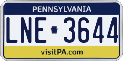 PA license plate LNE3644