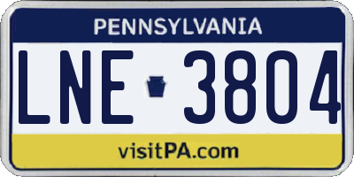 PA license plate LNE3804