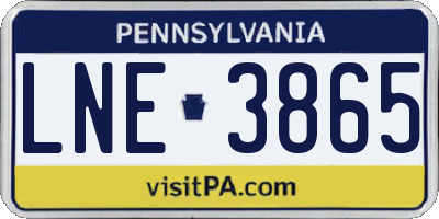 PA license plate LNE3865