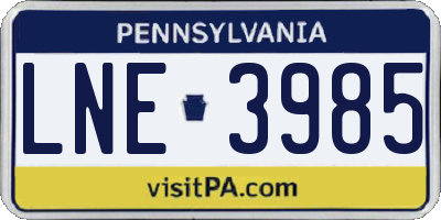 PA license plate LNE3985