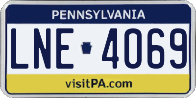 PA license plate LNE4069