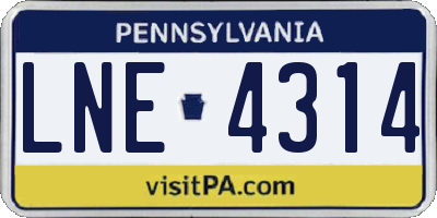 PA license plate LNE4314