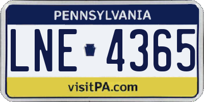 PA license plate LNE4365