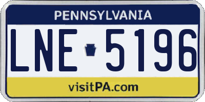PA license plate LNE5196