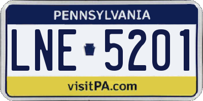 PA license plate LNE5201