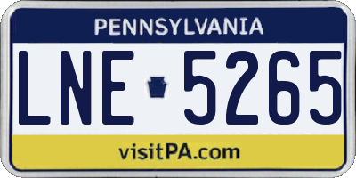 PA license plate LNE5265