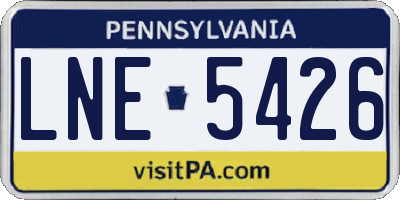 PA license plate LNE5426