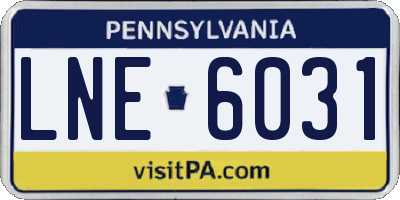 PA license plate LNE6031