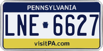 PA license plate LNE6627