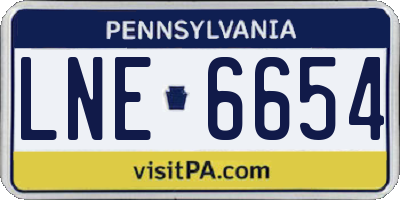 PA license plate LNE6654