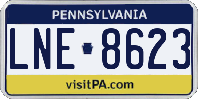PA license plate LNE8623