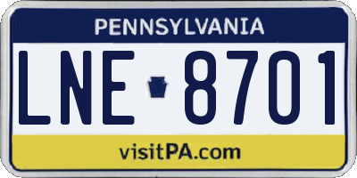 PA license plate LNE8701