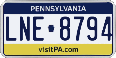 PA license plate LNE8794