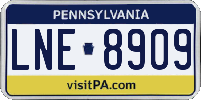PA license plate LNE8909