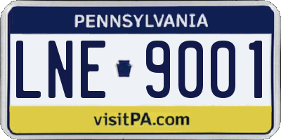 PA license plate LNE9001
