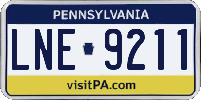 PA license plate LNE9211