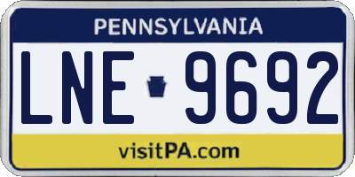 PA license plate LNE9692