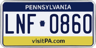 PA license plate LNF0860
