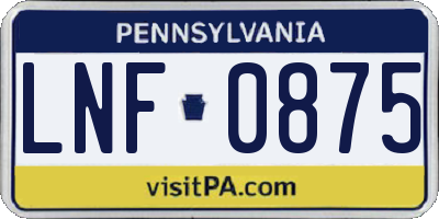 PA license plate LNF0875