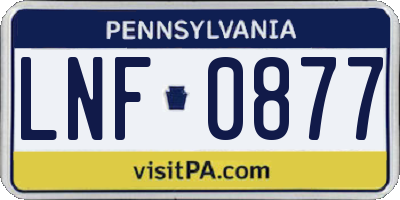 PA license plate LNF0877
