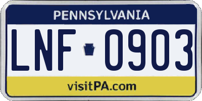 PA license plate LNF0903
