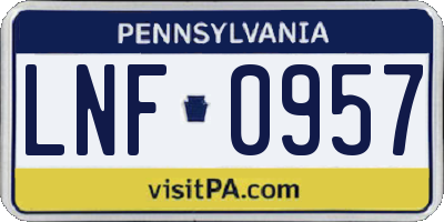 PA license plate LNF0957