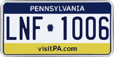 PA license plate LNF1006