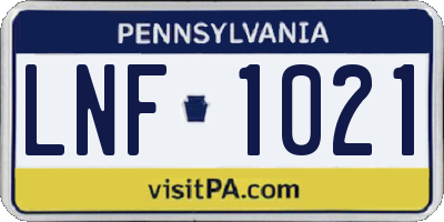 PA license plate LNF1021