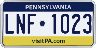 PA license plate LNF1023