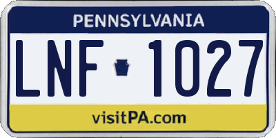 PA license plate LNF1027