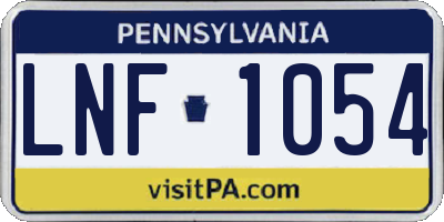 PA license plate LNF1054