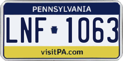 PA license plate LNF1063