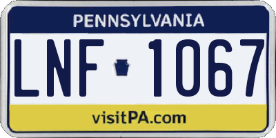 PA license plate LNF1067