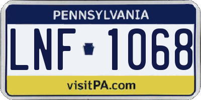 PA license plate LNF1068