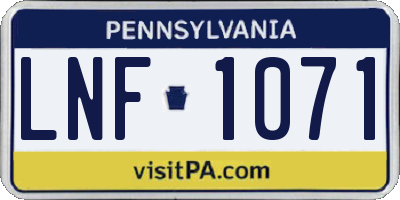 PA license plate LNF1071
