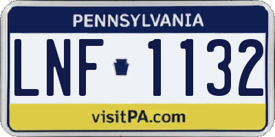 PA license plate LNF1132