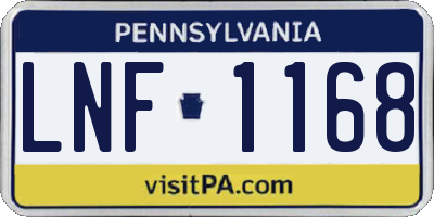 PA license plate LNF1168