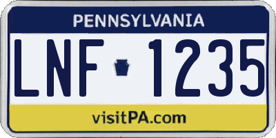 PA license plate LNF1235