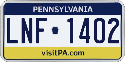 PA license plate LNF1402
