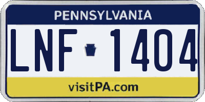 PA license plate LNF1404