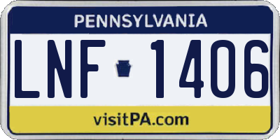 PA license plate LNF1406