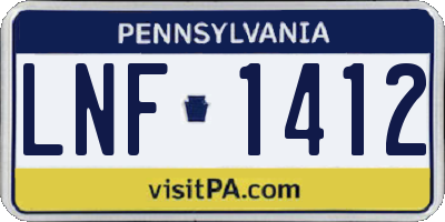 PA license plate LNF1412