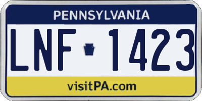 PA license plate LNF1423