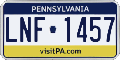 PA license plate LNF1457